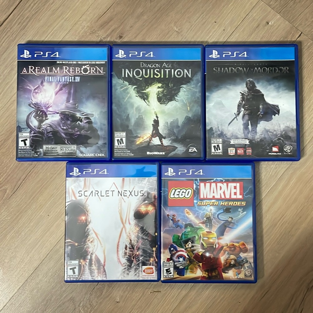 5 PS4 Games. Lot of Games for Sony Playstation 4.‎ Lego, Mordor, Final Fantasy.